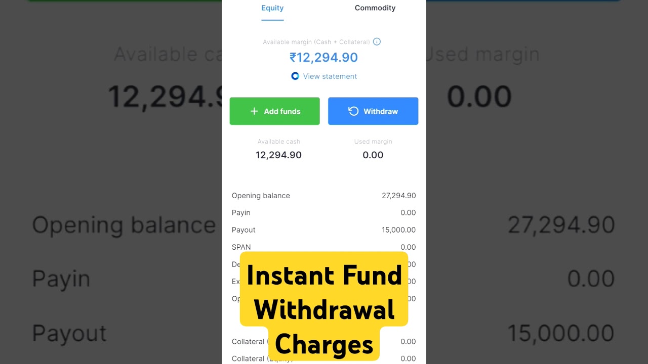 Instant Fund Withdrawal Charges Zerodha #trading