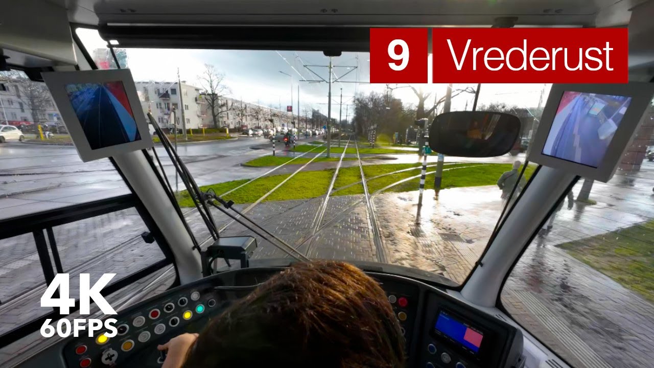 Thunderstorm approaching | 🚊 HTM Line 9 | 🇳🇱 The Hague | 4K Tram Cabview | Siemens Avenio