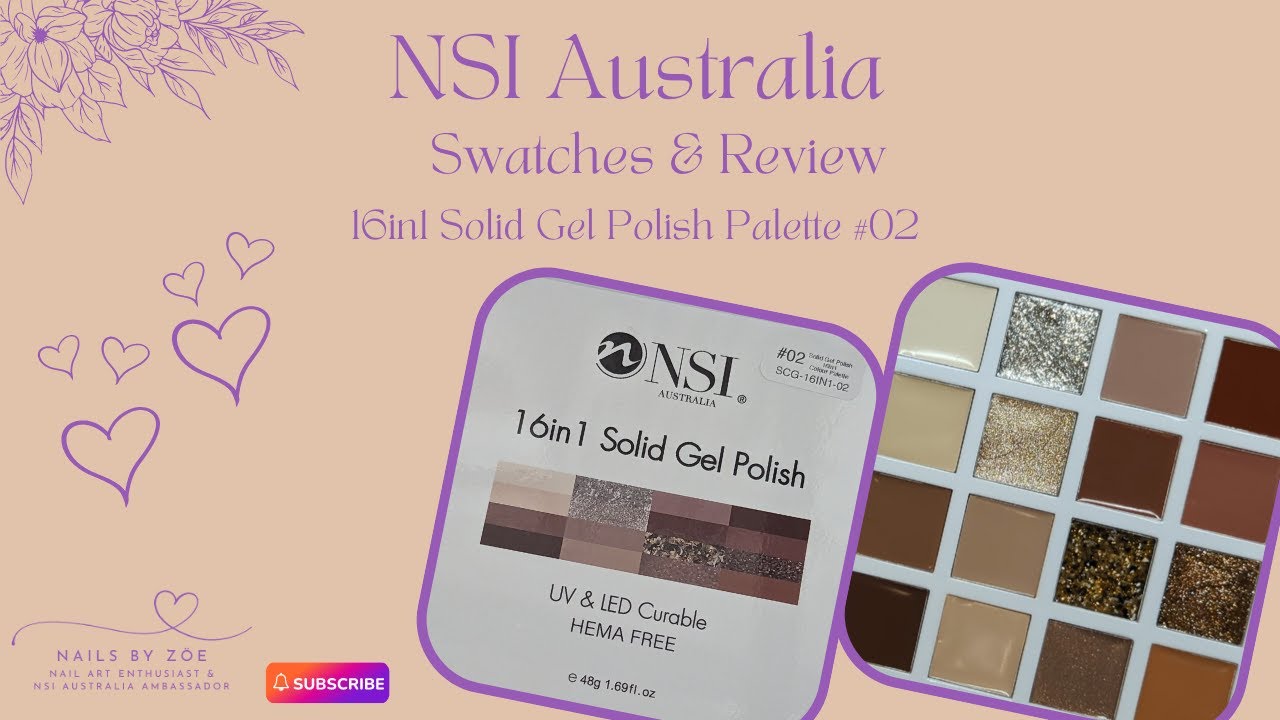 NSI Australia 16in1 Solid Gel Palette #02 Swatches
