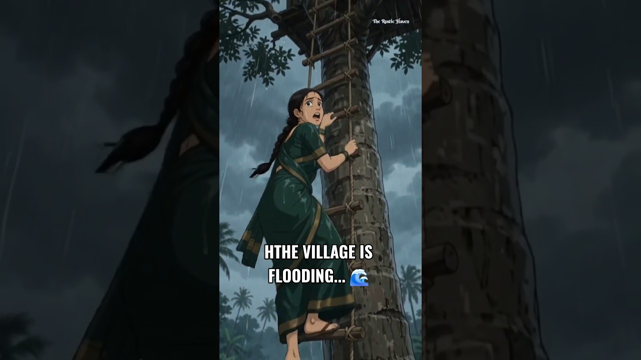 When the Rain Took Over the Village 🌧️ | A Night of Floods, Fire & Survival😱 #shorts