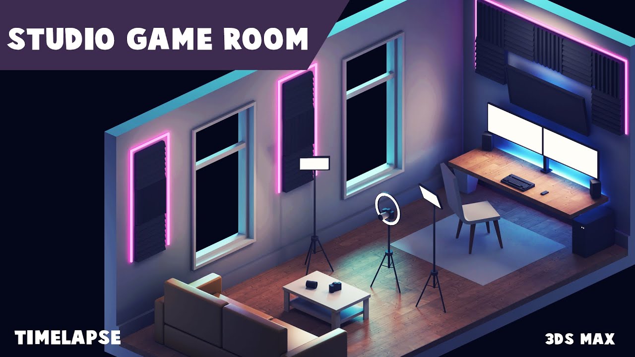 Isometric You Tube Studio Room -  3ds Max Modeling