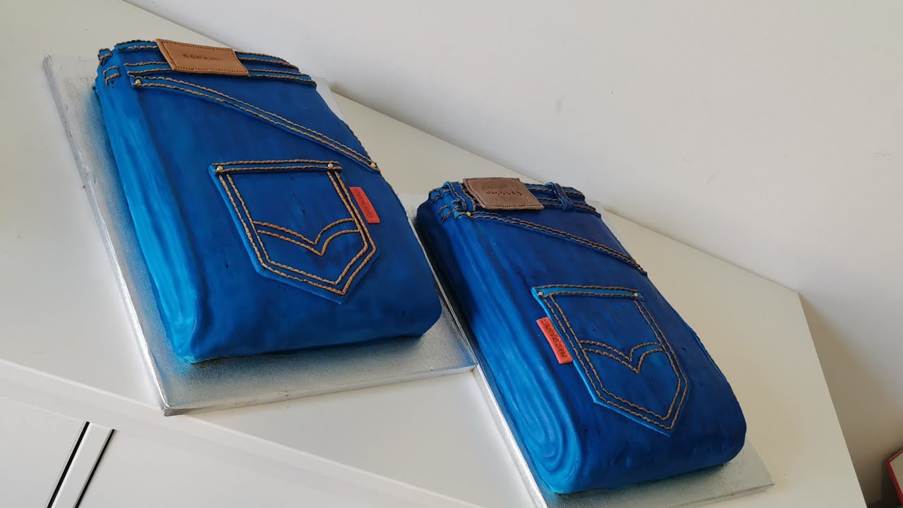 كيك ديزاين على شكل سروال جينز👖 سهل التحضير بتفصيل للمبتدئات 👖