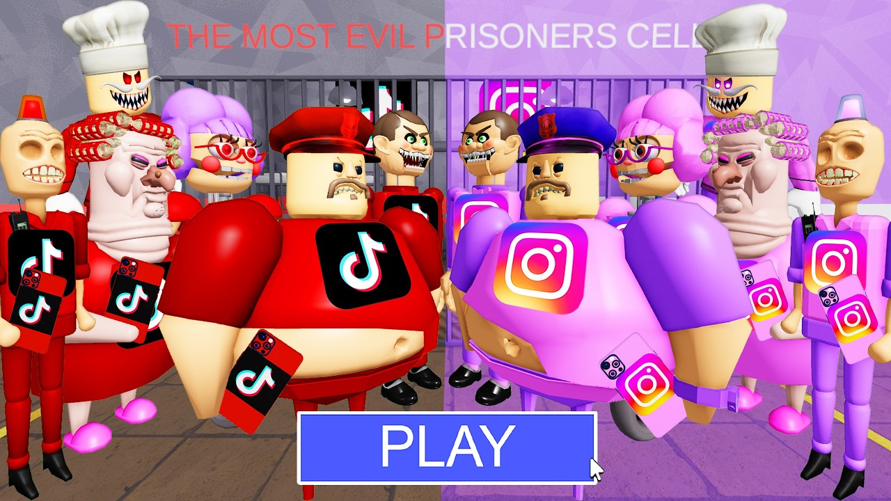 TIKTOK Bosses Vs INSTAGRAM Bosses! BARRY'S PRISON RUN! #roblox #obby