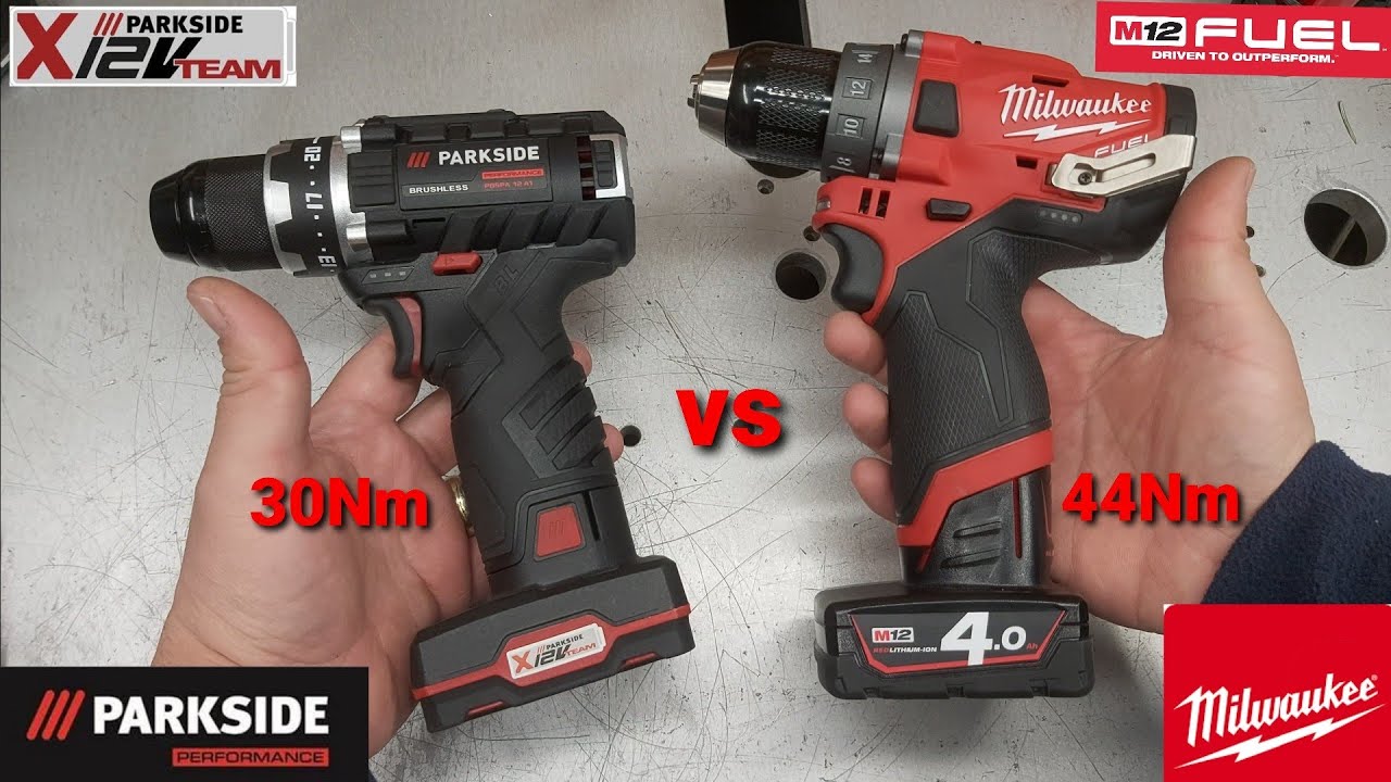 Parkside Performance PBSPA 12A1 и Milwaukee M12 FDD: сравнение 12В дрели HOBBY и PROFI