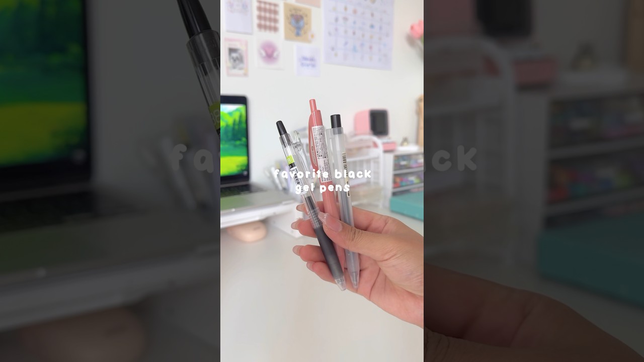 🤍✨ favorite black gel pens!! #gelpens #pens #stationery #notetaking #satisfying