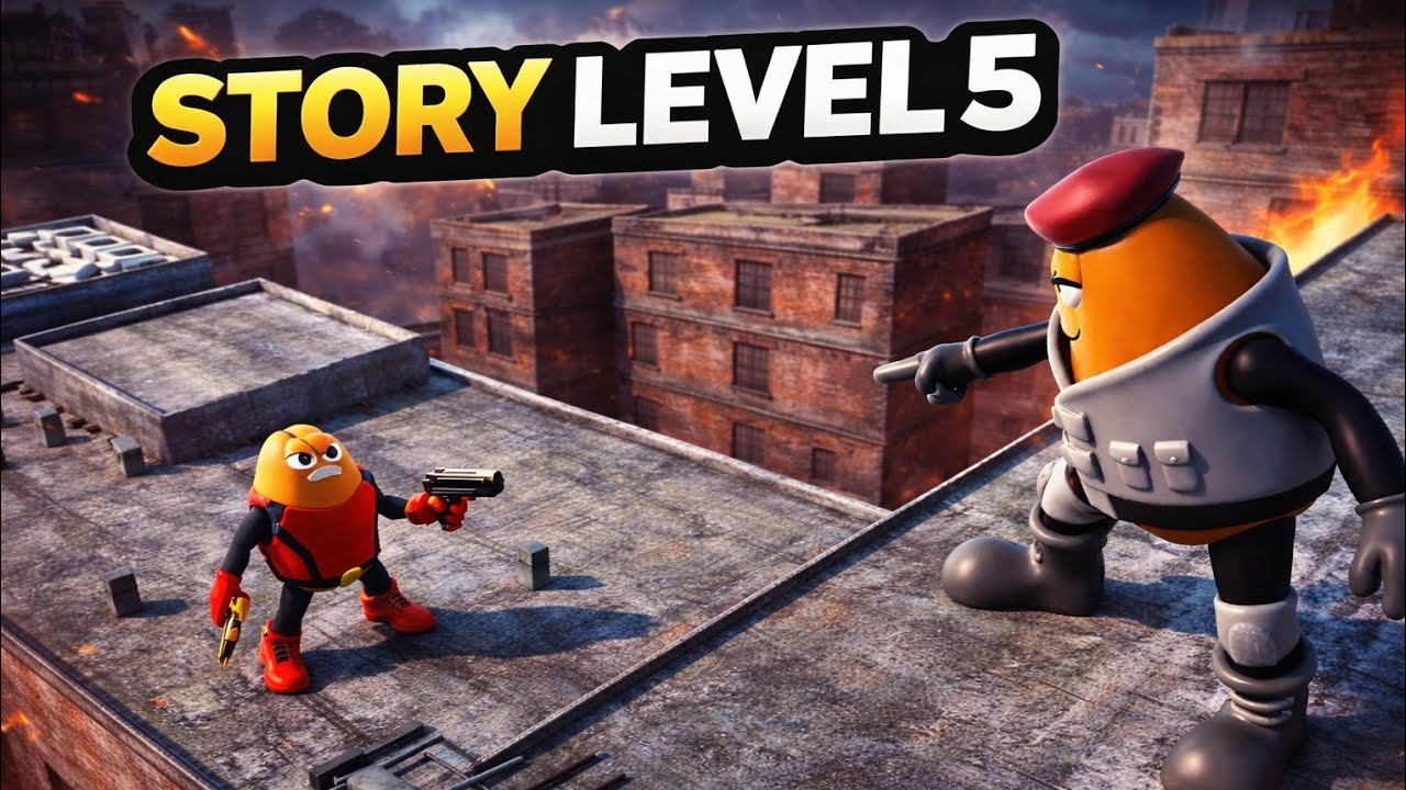 Killer Bean Story Level 5 –  Rooftop Battle! 😱🔥
