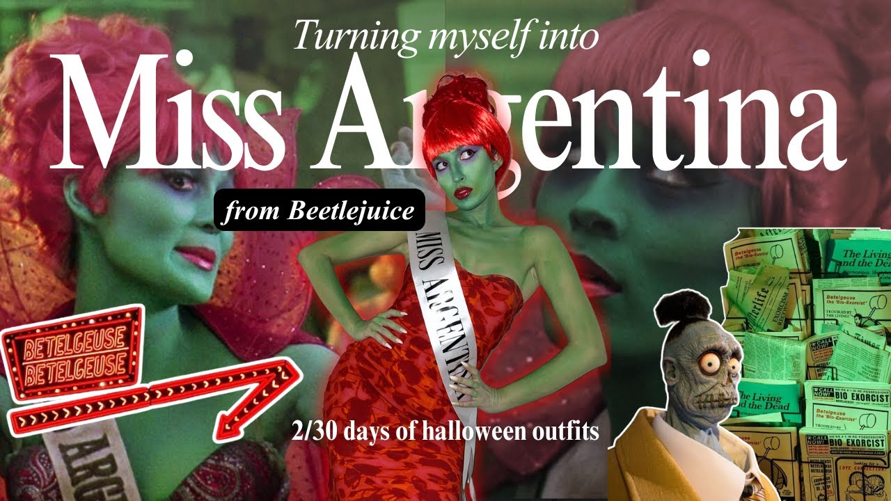 Miss Argentina (Beetlejuice) Halloween Costume Tutorial 💚 | 30 Days of Halloween Outfits - Day 2