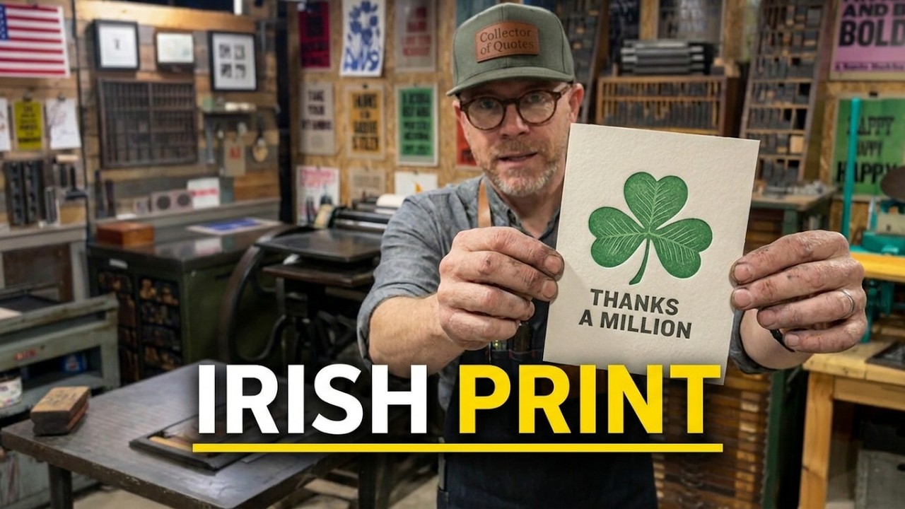 Irish-Inspired ☘️ Letterpress Print with Wood Type & Clover - “Lucky Lime” on Ms. Vandercook