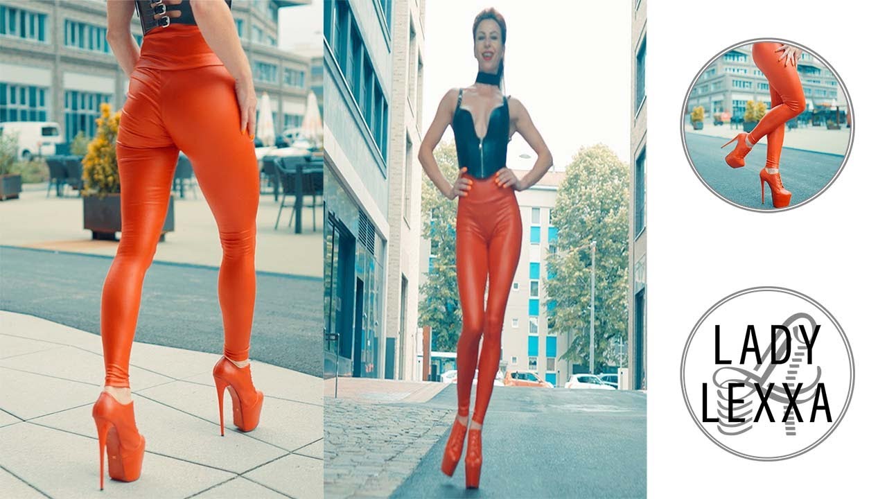 WALKING IN RED GENUINE LEATHER OXFORD HIGH HEELS BY TAJNA-CLUB-SHOES AND LEATHER CORSAGE BY ANOESES