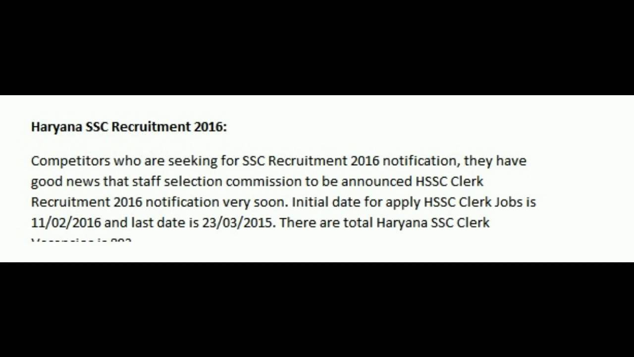 SSC Recruitment 2016 Apply Harayana SSC recruitment Notification 2016