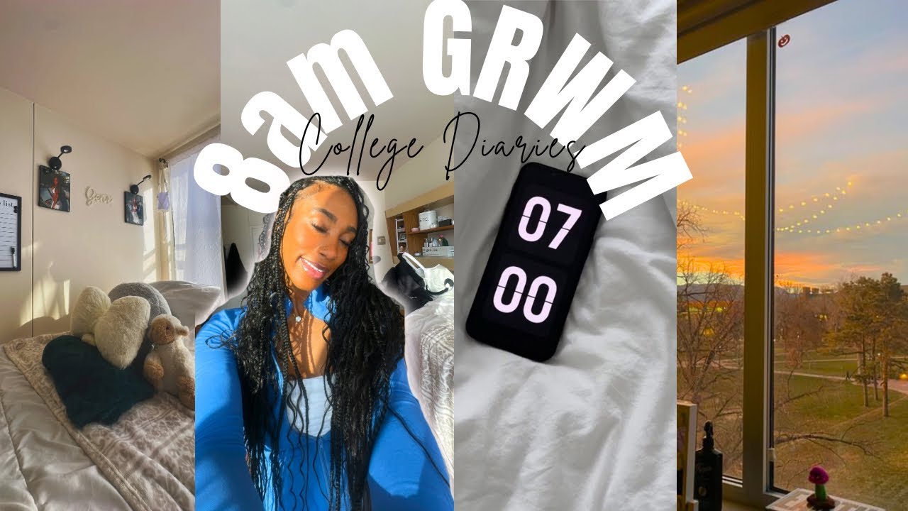 8am College GRWM | makeup routine | outfit|college diaries|