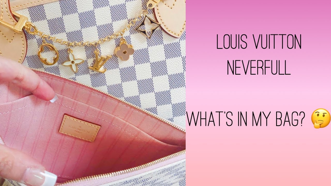 What’s in my bag? LV NEVERFULL MM | April 2019 | Louis Vuitton + Organizer | Damier Azur