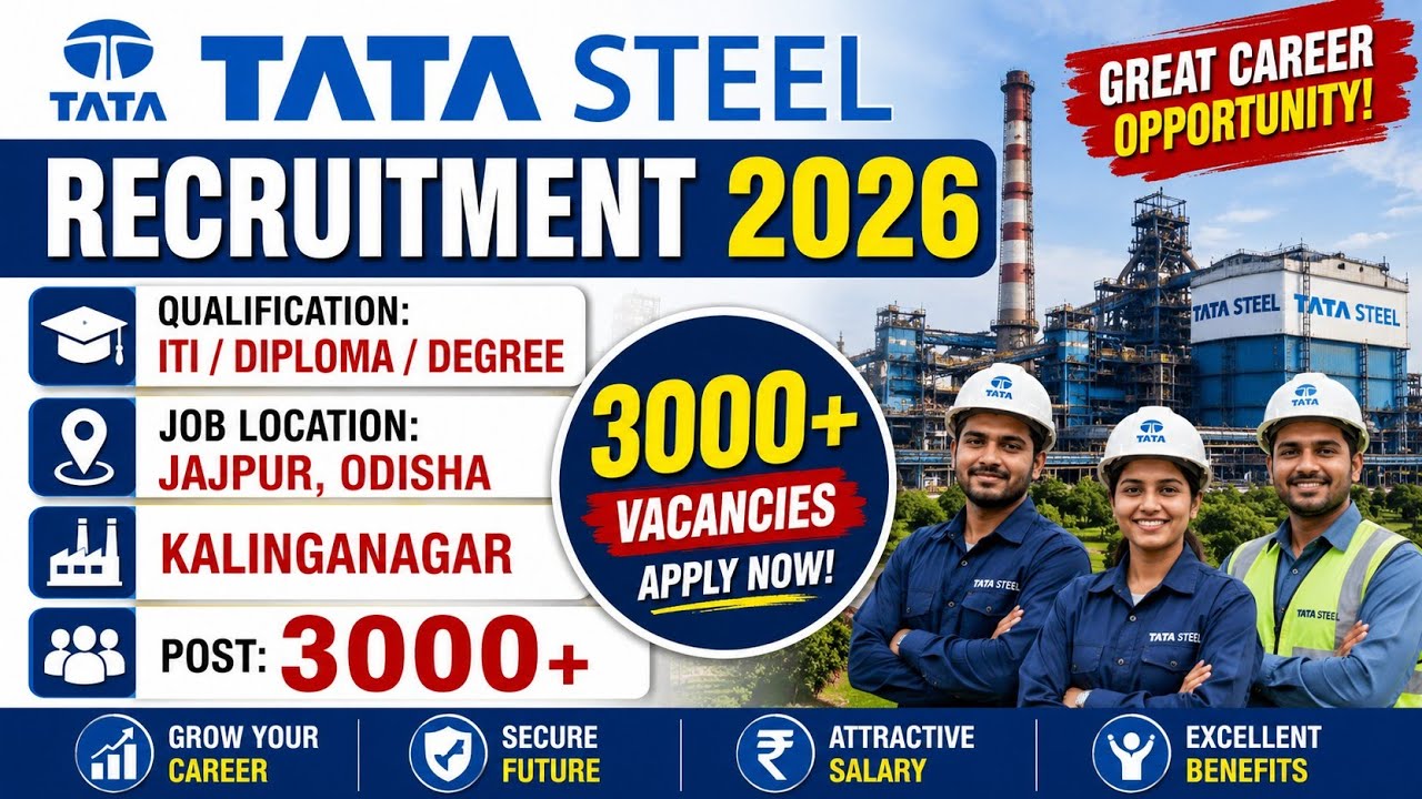TATA STEEL Recruitment 2026 ODISHA// Jajpur Kalinganagar Tata Steel Vacancy 2026//ITI/Diploma Job//
