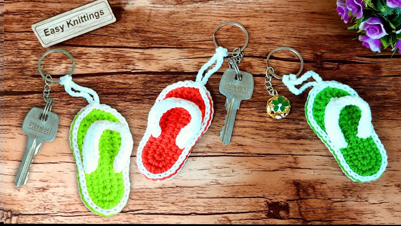 How To Crochet slippers keychain Step By Step For Beginners / Crochet Keychain Tutorial