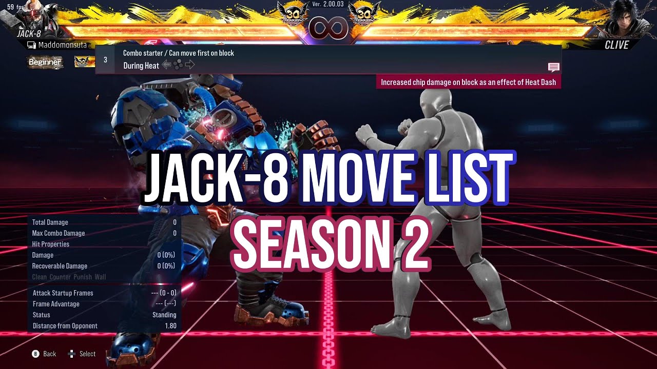 Jack-8 Season 2 Move List - Tekken 8