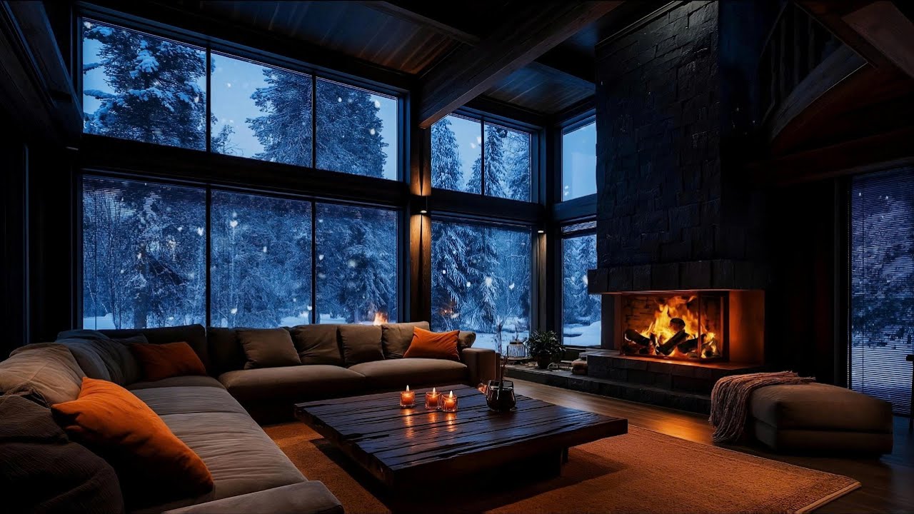 “Sleep Through the Winter Storm, Fireplace & Gentle Night Sounds (6 Hours)”