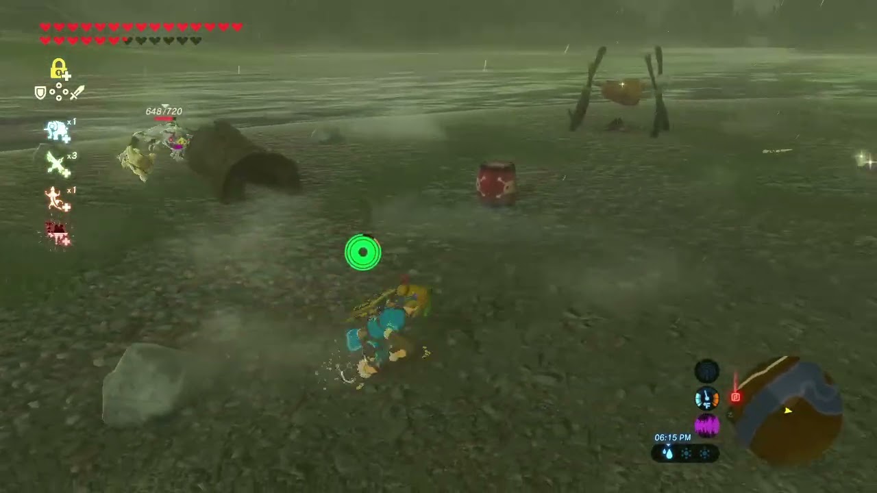 Tricking a Bokoblin into hitting a bomb barrel