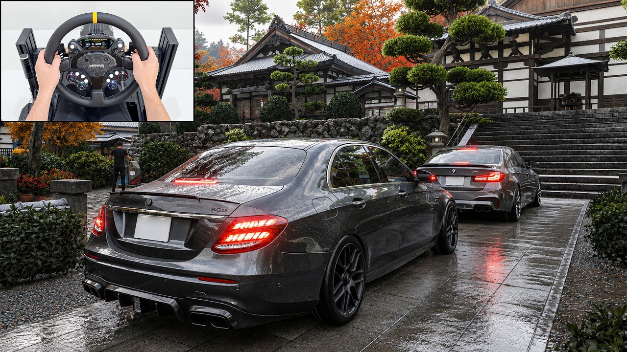 Mercedes AMG E63s vs BMW M5 CS | Forza Horizon 6 | Steering Wheel Gameplay