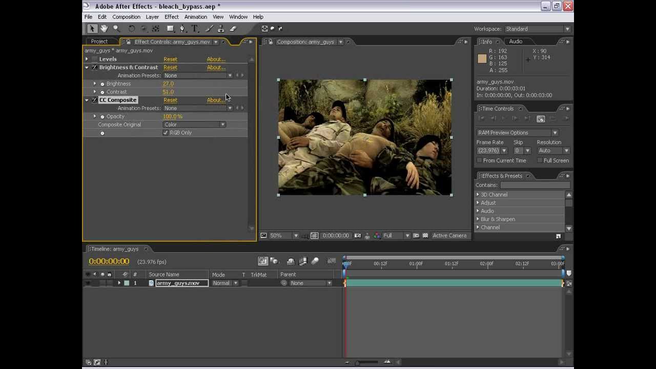 After Effects Tutorial 14. Simple Bleach Bypass