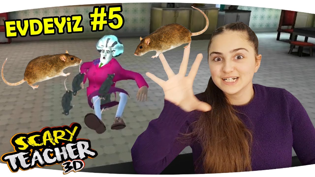 Scary Teacher 3D Deli Öğretmene FARE Şakası | KIZGIN ÖĞRETMEN SİNİR OLDU!  EVDEYİZ!! #5 #evdeyiz