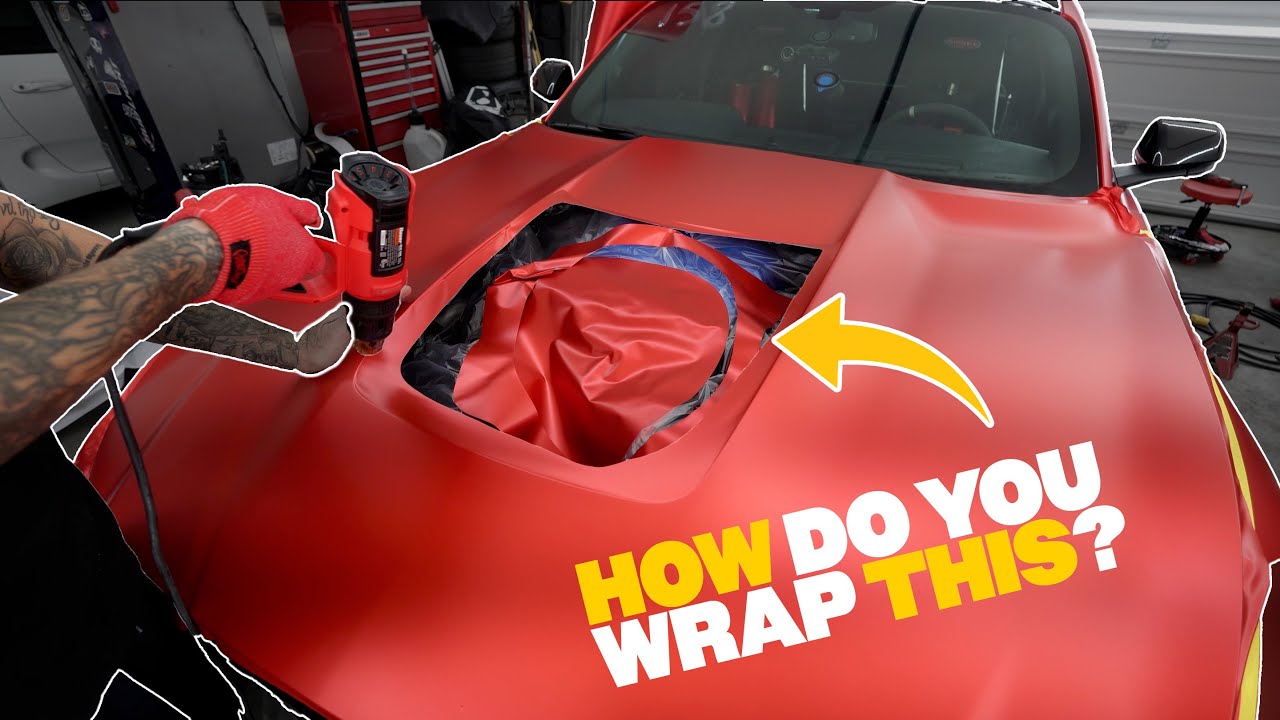 Wrap Install Over a Huge Hole On A GT500 Hood - Step By Step Guide - Tinybot Vinyl