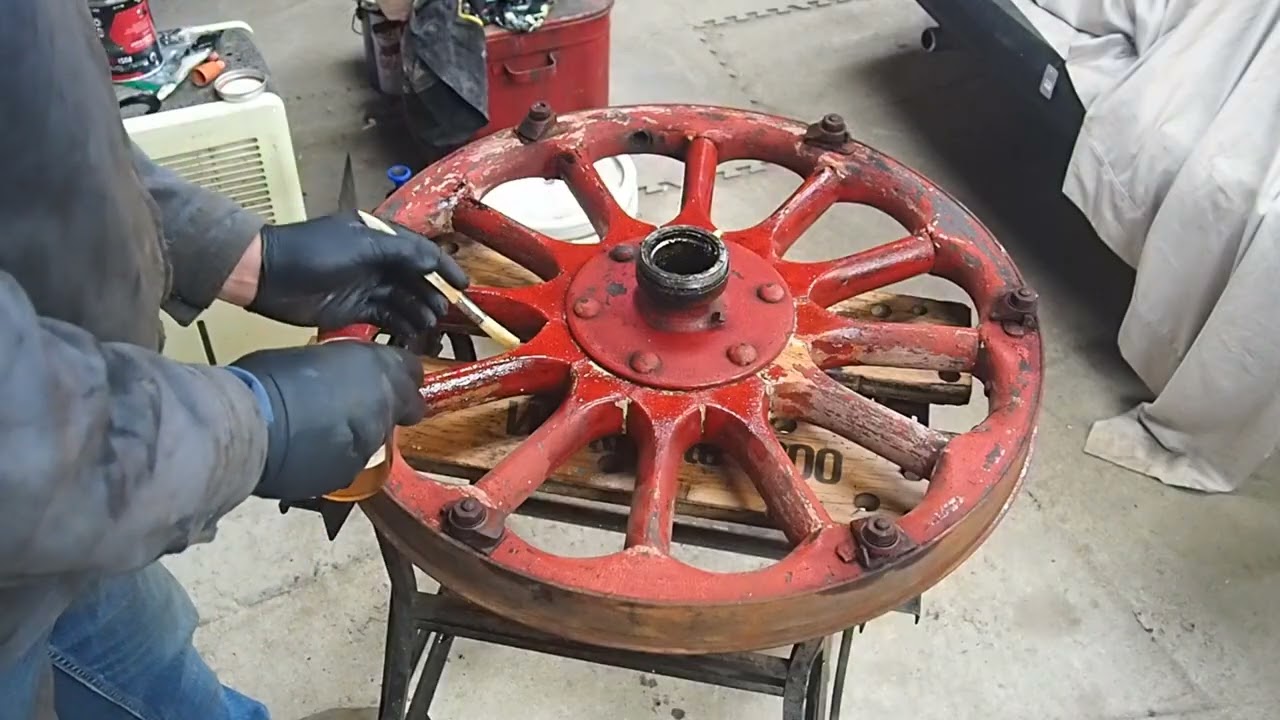 1914 Pathfinder wood wheel treatment.