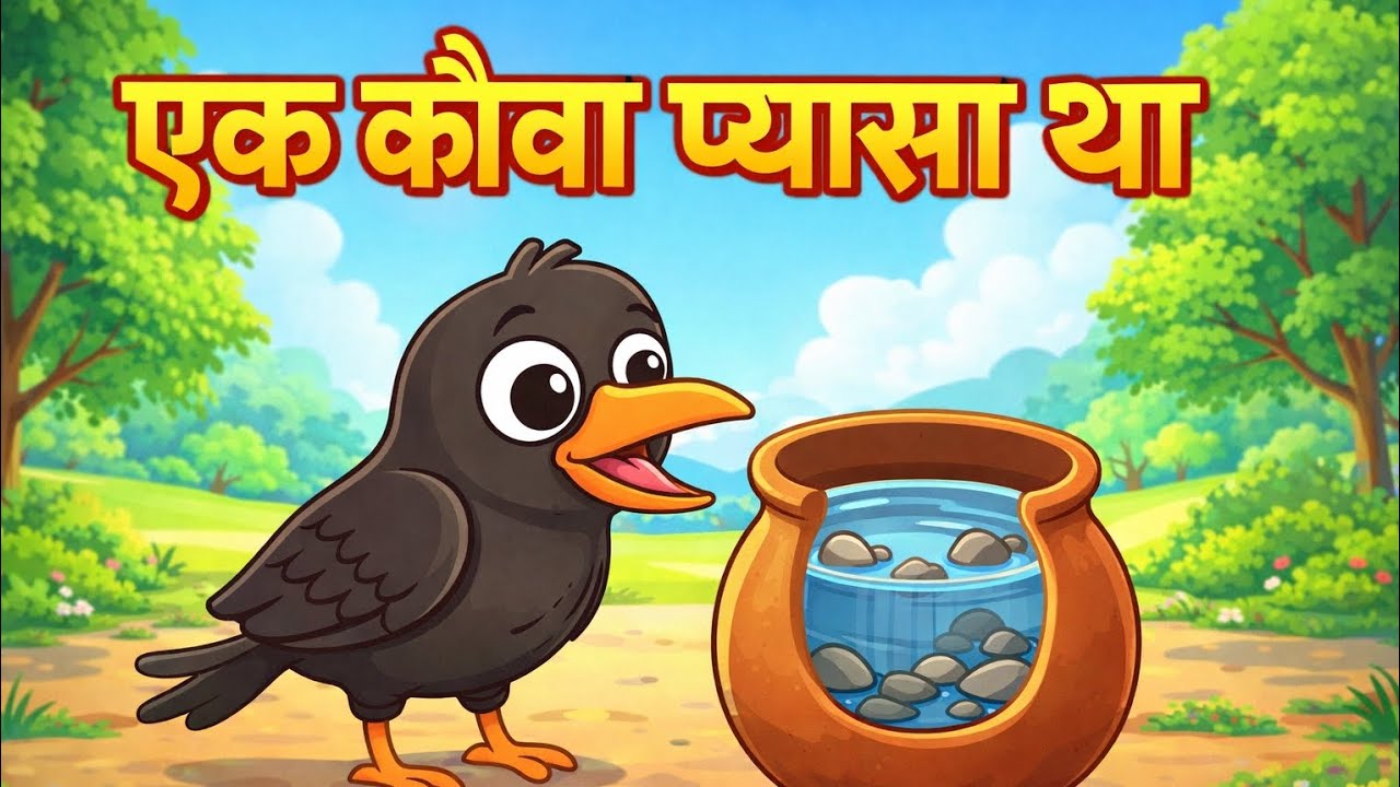 एक कौआ प्यासा था 🐦‍⬛💧 | बच्चों की नैतिक कहानी | अक़्ल और मेहनत की सीख | Hindi Moral Story