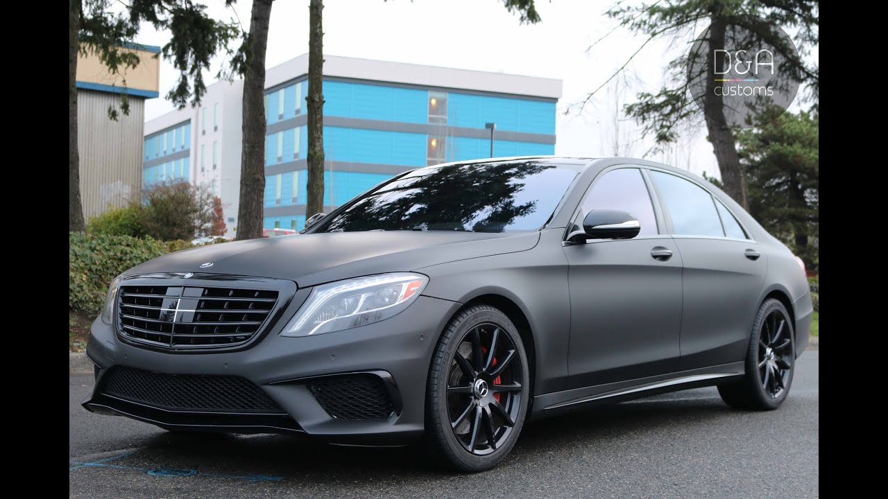 Mercedes S63 AMG Wrap by D&A Customs in Seattle | Bellevue with matte metallic black.