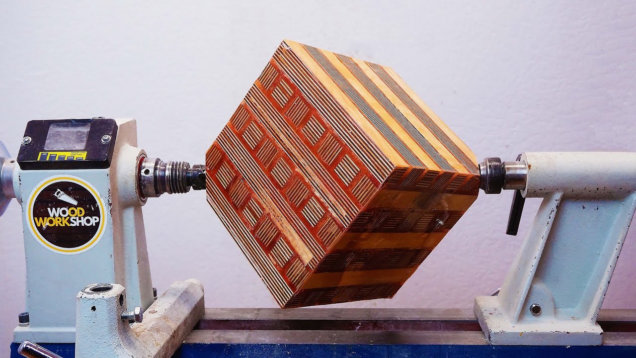 Woodturning a Cube (Plywood + Resin)