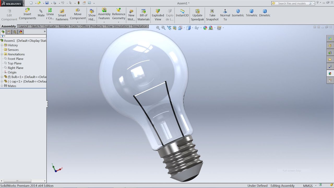 SolidWorks Tutorial | Design and Assembly of Light Bulb in SolidWorks