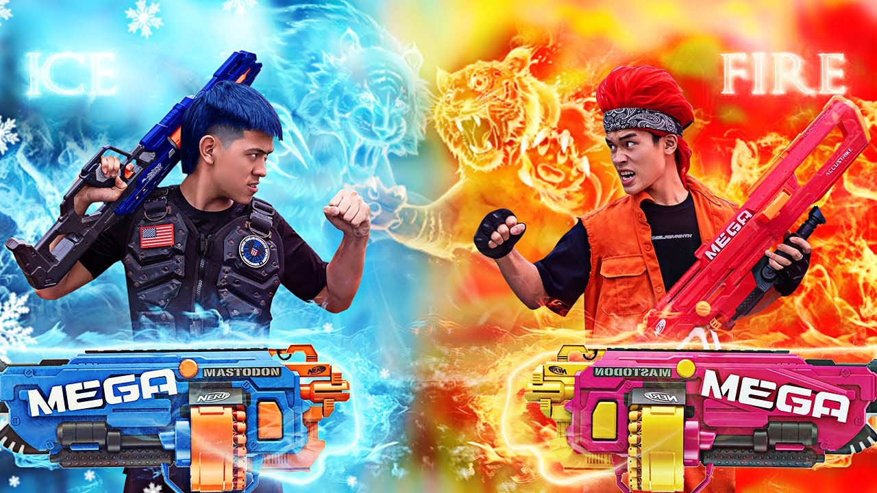 VTL Nerf War SUPER HERO Seal The Battle Hot vs Cold Warriors Nerf Guns Fight Criminals Fire vs Icy