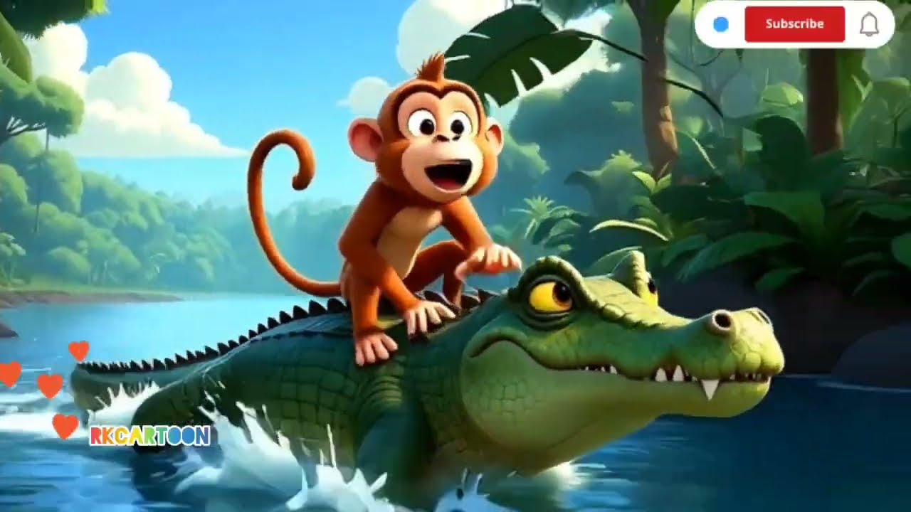 नदी, चिड़िया और बंदर की मज़ेदार कहानी 🌊🐦 | Kids Cartoon moral story'