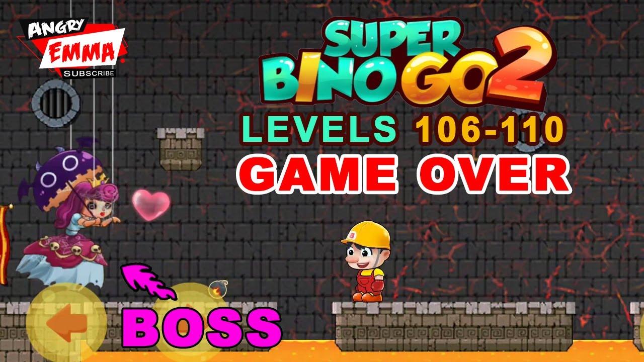 Super Bino Go 2 GAME OVER - Levels 106-110 + BOSS [2K 60fps]