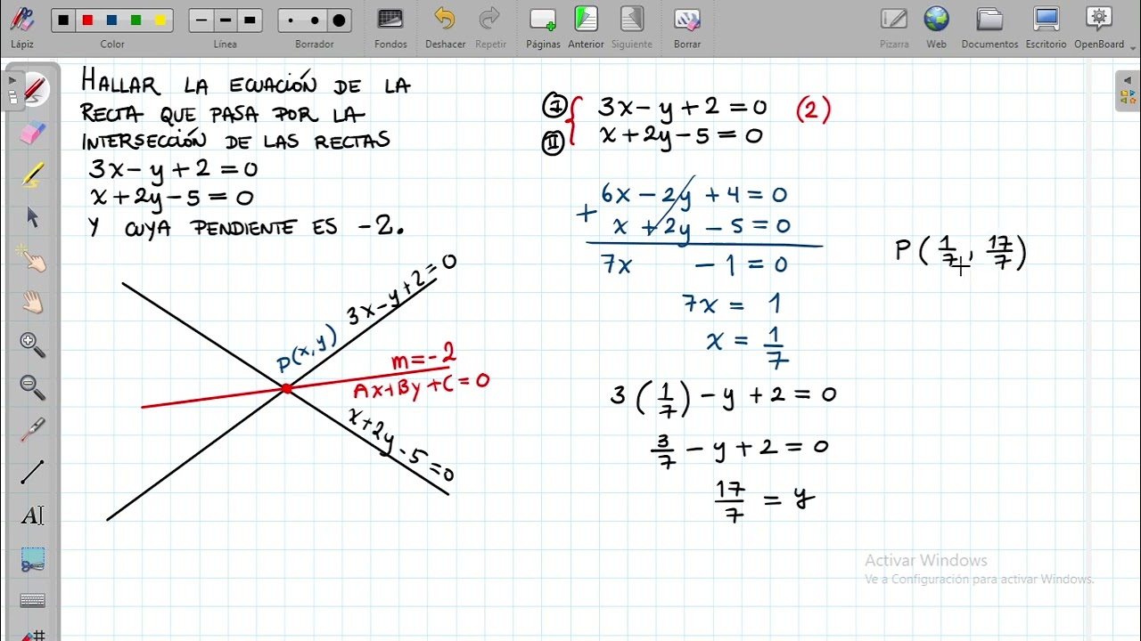 9 Recta a partir de la intersección de dos rectas y una pendiente