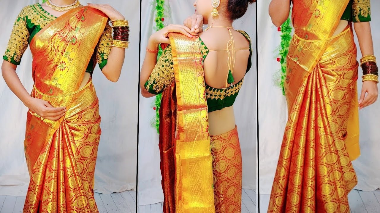 SILK SAREE DRAPING TUTORIAL FOR BEGINNERS GUIDE|BRIDAL SAREE DRAPING TUTORIAL|HINDI