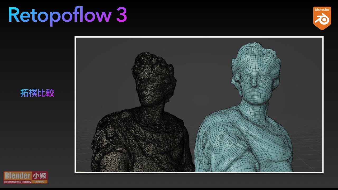 Blender 中文教學 》Retopoflow 拓樸外掛 3D Scan 人物拓樸 #blender #addon #retopology