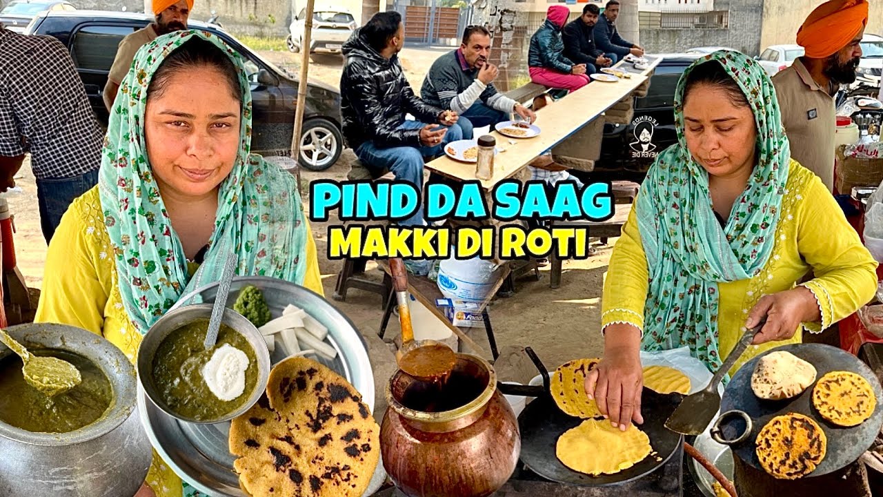 Punjabi Couple Serving Authentic SARSON KA SAAG & MAKKI Ki Roti With DESI GHEE | Punjab Village Food
