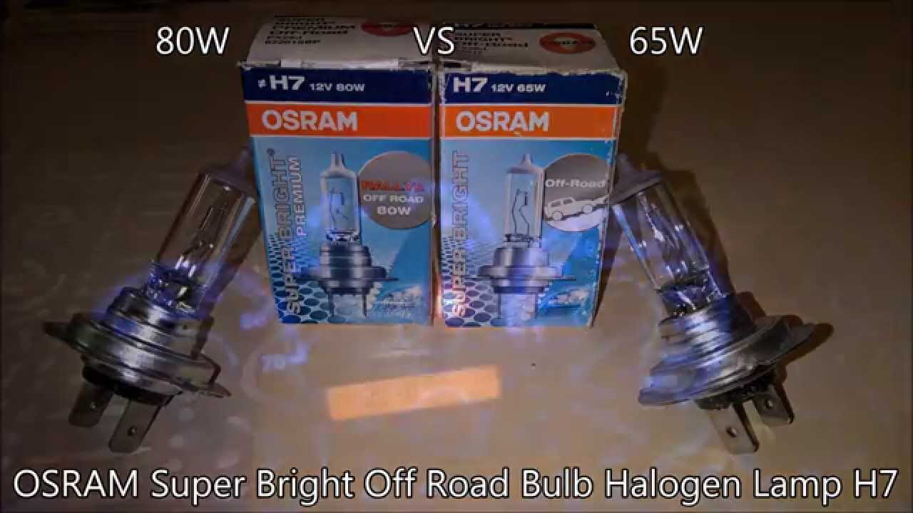 Osram 80W VS 65W Super Bright Off Road Bulb Halogen Lamp H7