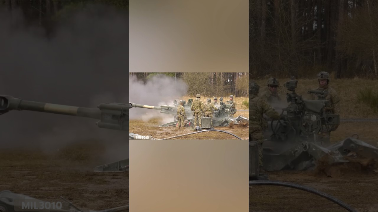 US Army, NATO. M777 Howitzers during live-fire training in Germany