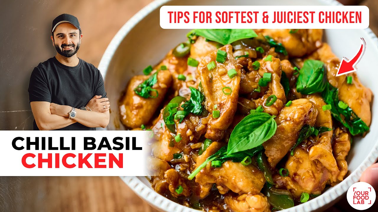 The BEST CHILLI CHICKEN with Basil Recipe | Soft Chicken Tips! Basil Chilli Chicken Recipe | Sanj...
