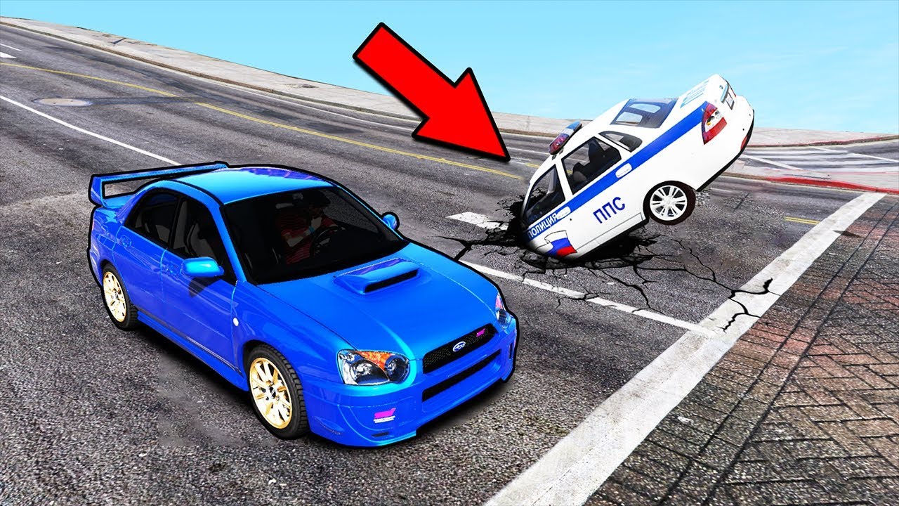 Неудачное приземление! Полицейская погоня за Subaru Impreza WRX STi в GTA 5 Online