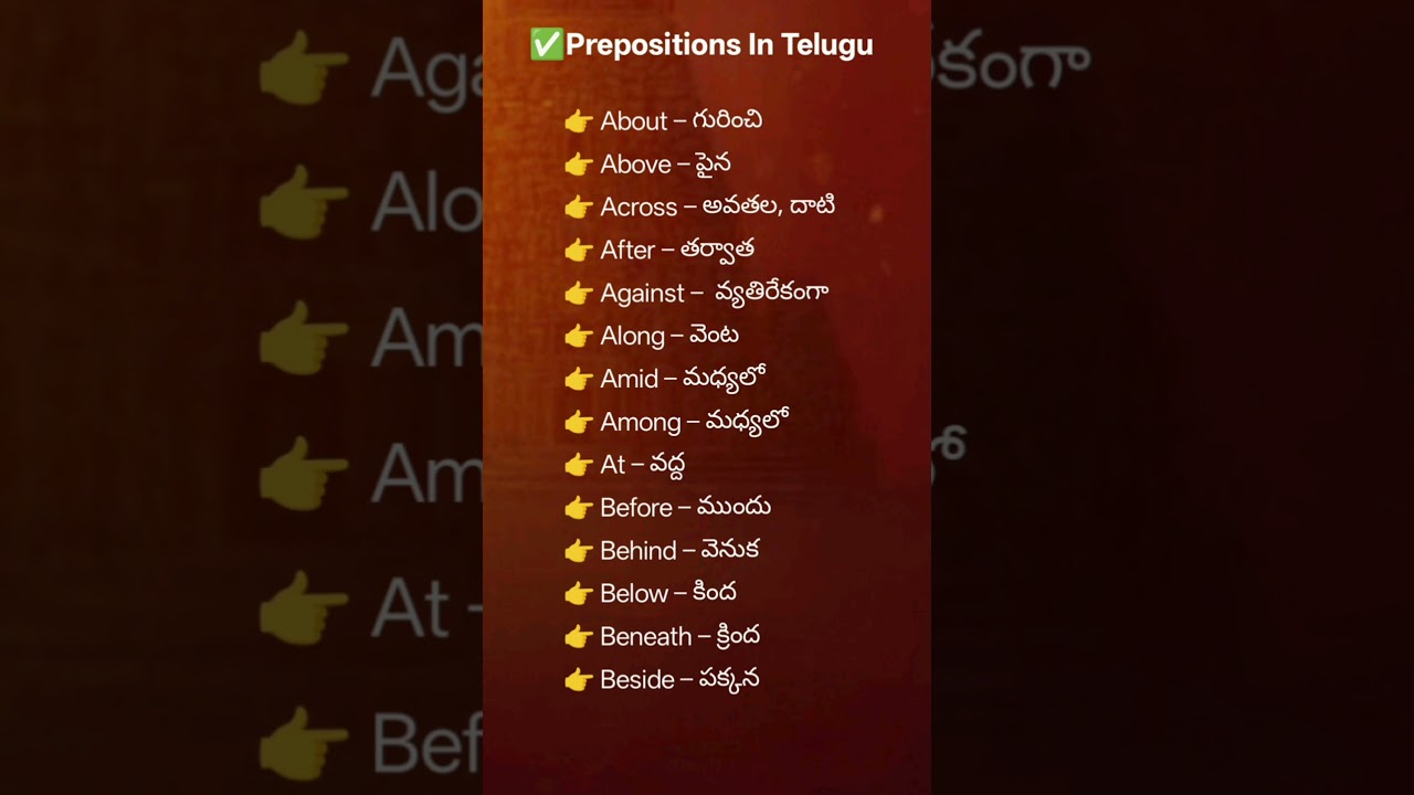 Prepositions In Telugu, Learn English In Telugu #prepositionsintelugu #spokenenglish