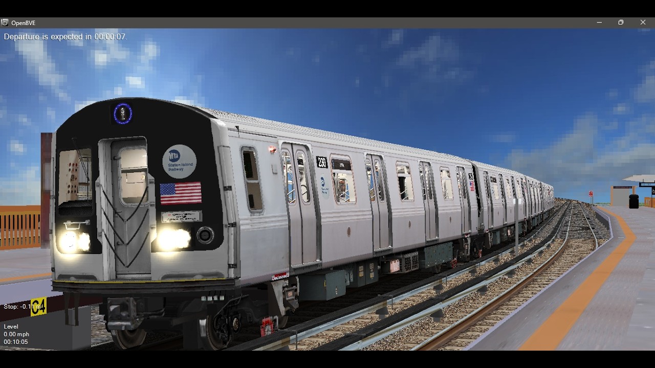 OpenBVE NYCT/SIR: R153S (SI) Local arrives and departs Clifton