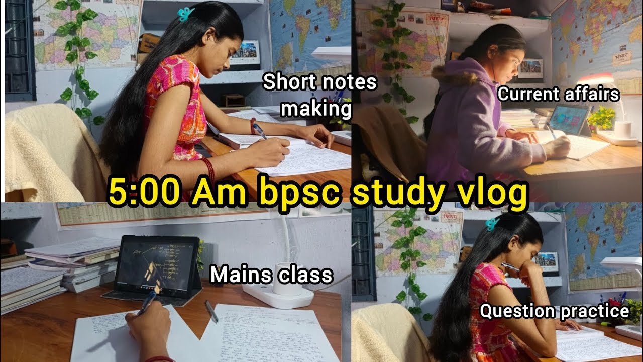 5:00 am bpsc study vlog || current affairs🥺|| question practice || short notes making 