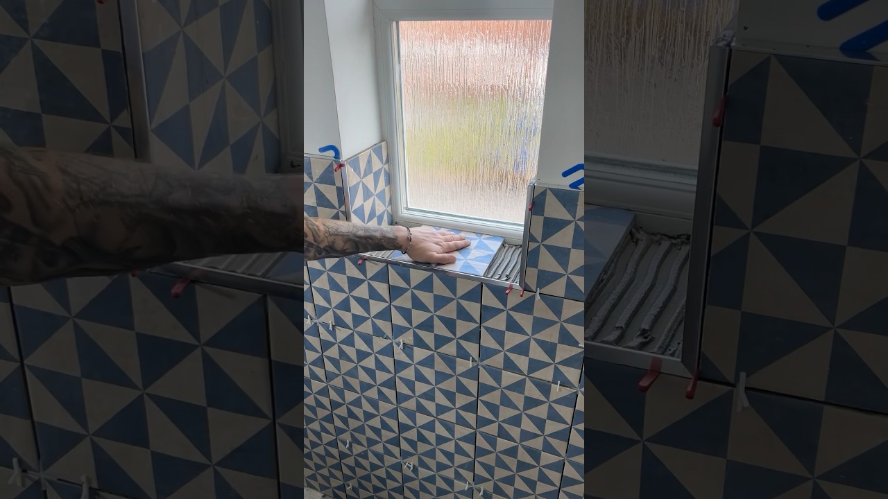 How To Tile And Trim A Bathroom Window Sill - #diy #tilingtips #short