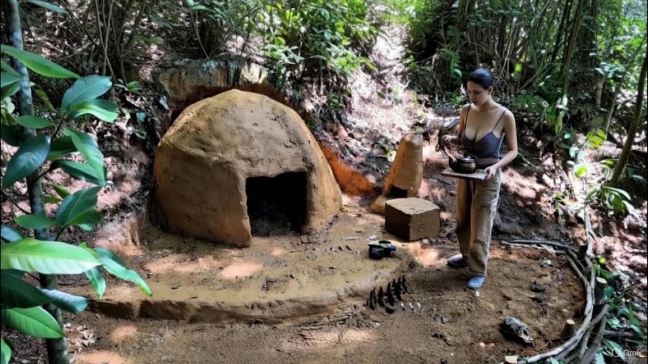 Building a Mud House in the Forest From Scratch | Dome Shelter Full Build
