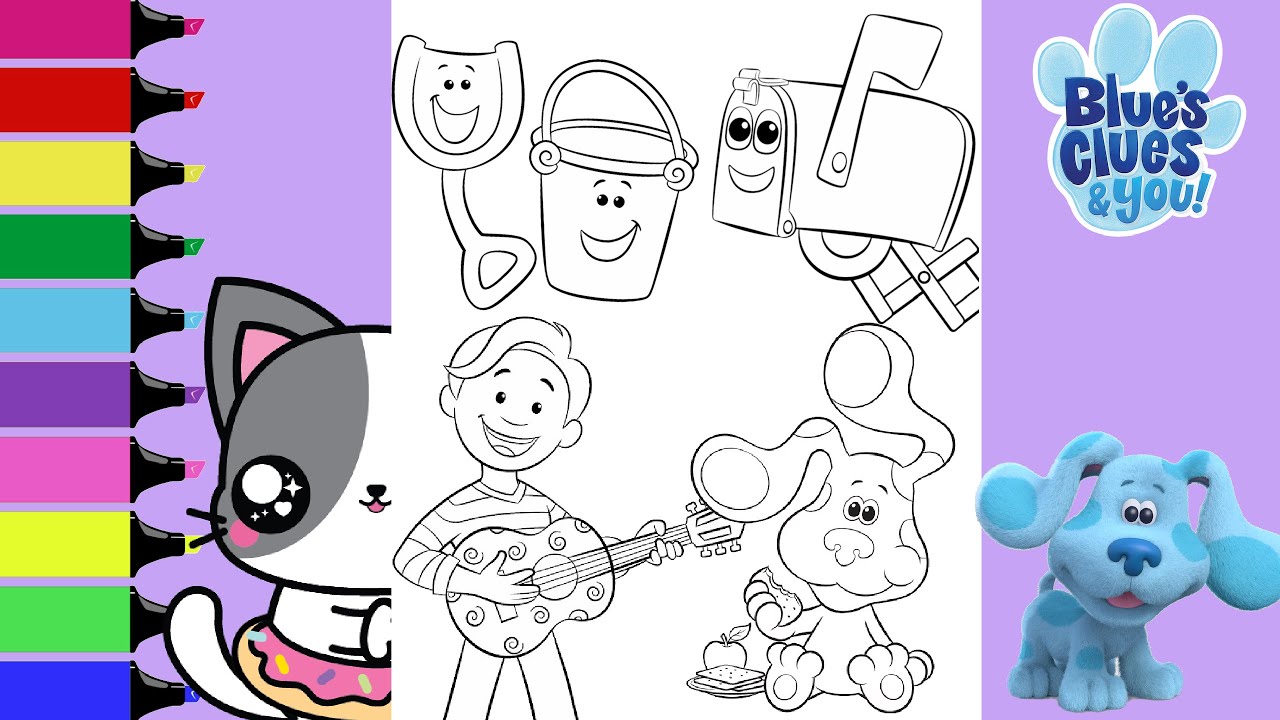 Blue's Clues and You Coloring Book Compilation Josh Rainbow Puppy Mailbox Pail Shovel and More