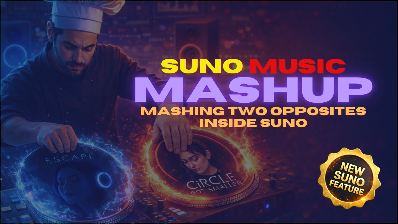 TAKE TWO TOTAL OPPOSITE TRACKS AND  MASH THEM UP with SUNO Music's New Mashup Feature / MASH UP