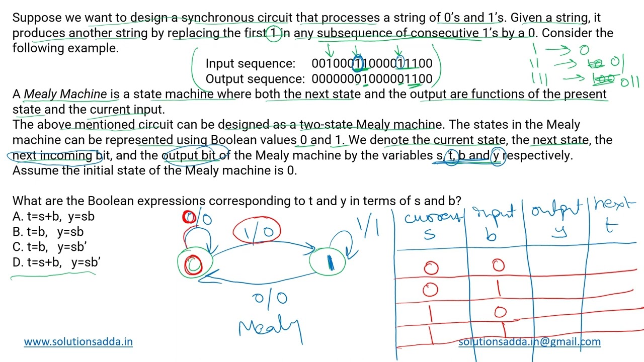 GATE 2021 SET-2 | TOC | MEALY MOORE MACHINE | GATE TEST SERIES | SOLUTIONS ADDA | EXPLAINED BY POOJA