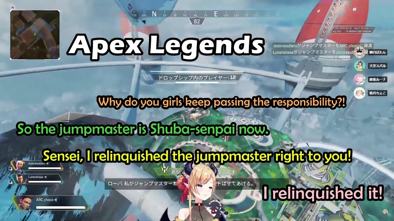 Botan Coaching Chaotic Trio Luna, Subaru and Choco-sensei In APEX Legends【Hololive Eng Sub】